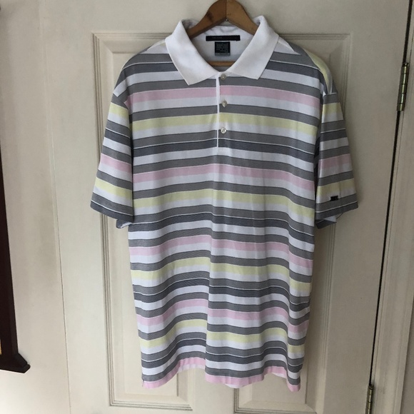 Nike Other - Tiger Woods Collection Pink White Yellow Polo L